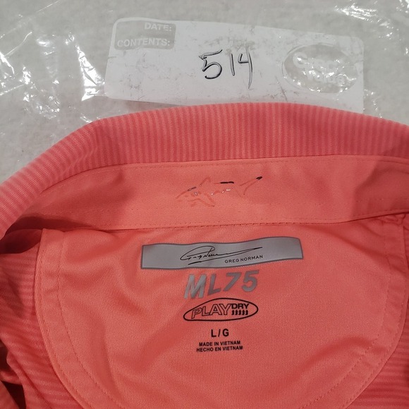 Greg Norman Polo Top Mens Peach L Play Dry Striped Golf Performance Active Shirt - Picture 12 of 14